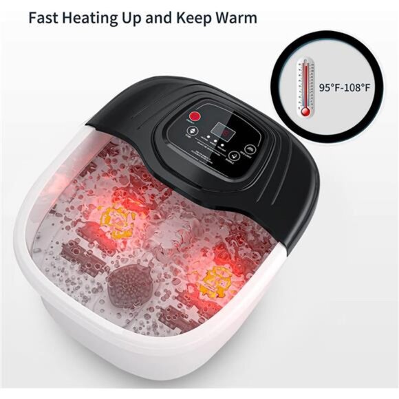 Foot Spa Bath Massager with Heat, Epsom Salt,Bubbles, Vibration and Red Light - Picture 7 of 8